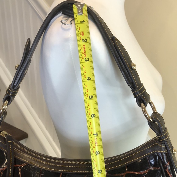 Vintage DOONEY BOURKE Brown Croc Leather Brown Top Handle Oversized Shoulder Bag - Picture 6 of 17
